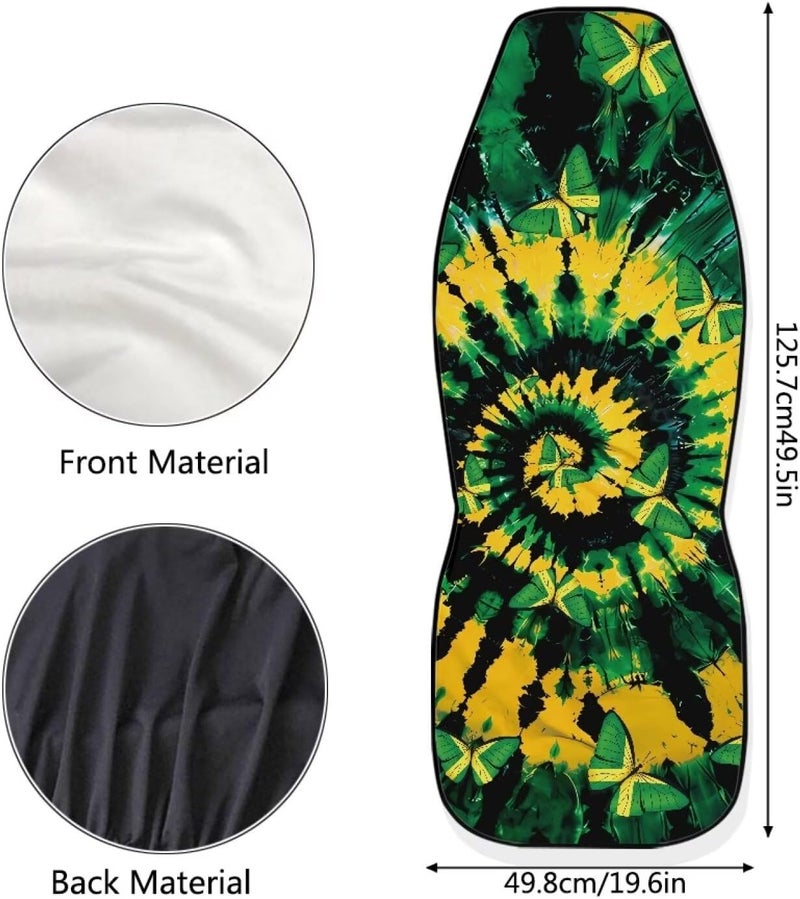 Howilath Jamaican Butterfly Tie-Dye Car Seat Cover Set of 2 Front Seat Cover Split Anti-Slip Soft Interior Accessories Fit SUV Sedan Truck - Image 5